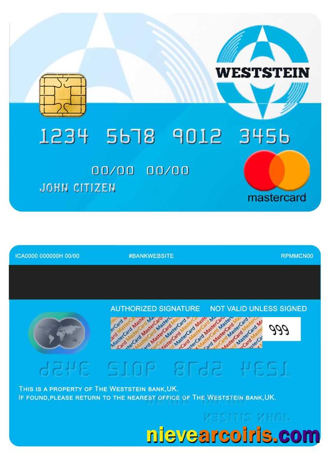 UK Weststein bank mastercard